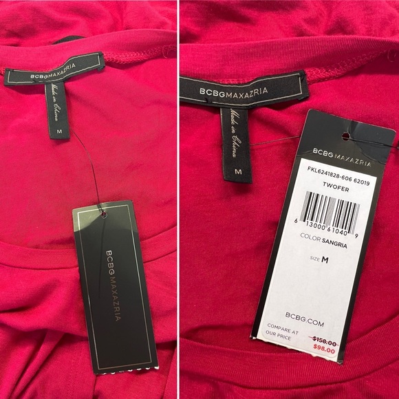 Women's $158 NWT BCBG MAXAZRIA Sangria Twofer Maxi Front Slit Red Dress Medium - Picture 5 of 7